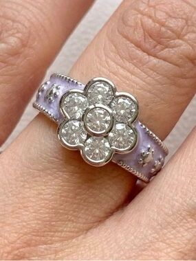 Lavender Flower Cluster CZ Ring